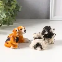 Сувенир полистоун "Собаки с щенками" набор 2 шт 5,5х9,5х5,5 см