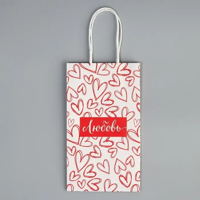 Пакет подарочный крафтовый, упаковка, «Любовь», сердца, 12 х 21 х 9 см Пакет подарочный крафтовый, упаковка, «Любовь», сердца, 12 х 21 х 9 см