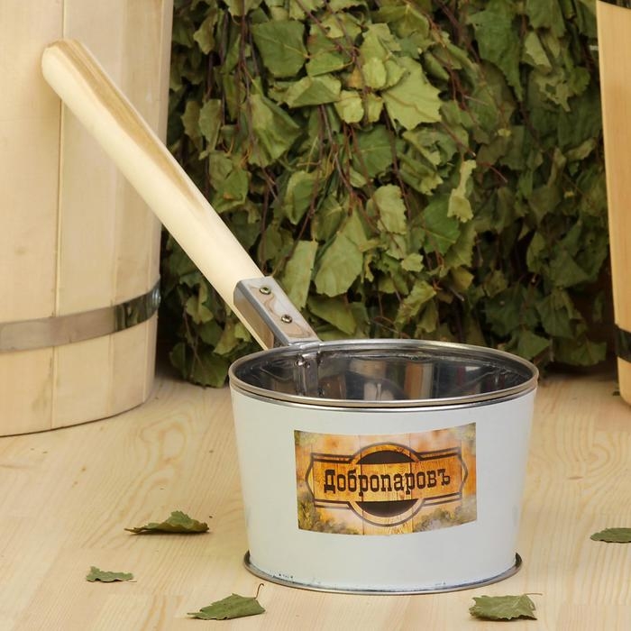 Ковш для бани из нержавеющей стали, 1.2л, 45 см, с деревянной ручкой, Ковш для бани из нержавеющей стали, 1.2л, 45 см, с деревянной ручкой, "Добропаровъ"
