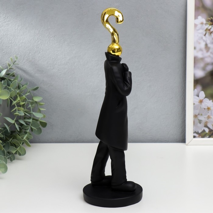 Сувенир полистоун  Сувенир полистоун "Человек - Вопросительный знак" чёрный с золотом 33х10х10 см