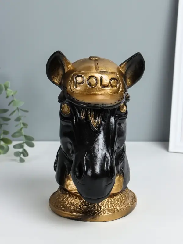 Копилка  Копилка "Конь в кепке" 26х14,5х21,5 см, чёрный с золотом