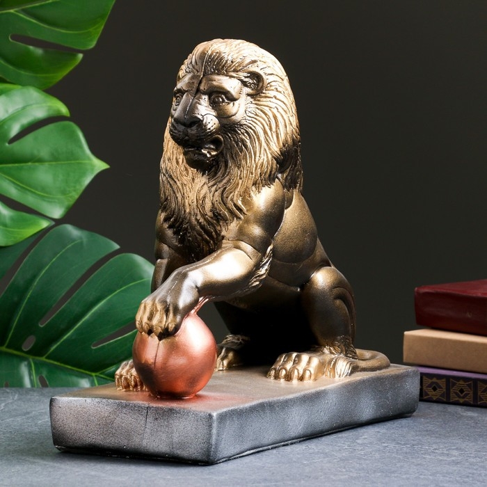 Копилка Копилка "Лев с шаром" черно-золотой, 32х15х35см