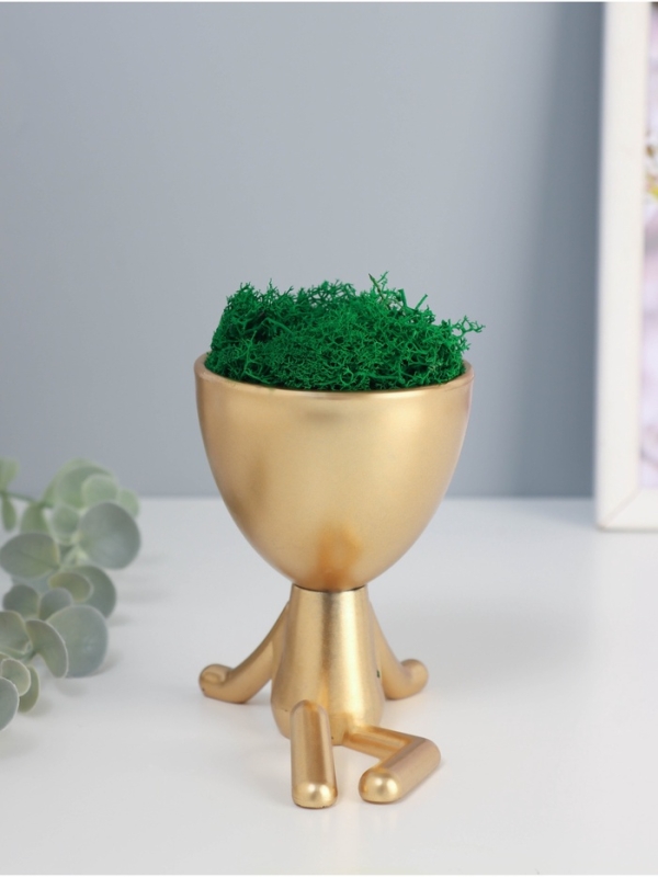 Кашпо пластиковое "Мистер Грин на чиле" 10*10,5*7,3 см золото