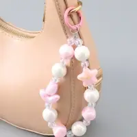 Брелок на карабине "Тюльпаны и звёзды" розово-перламутровый 11х4х1,5 см