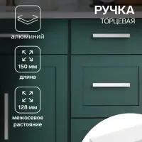 Ручка профильная мебельная торцевая CAPPIO RP101CH, м/о 128 мм, матовый хром, 4 шт.