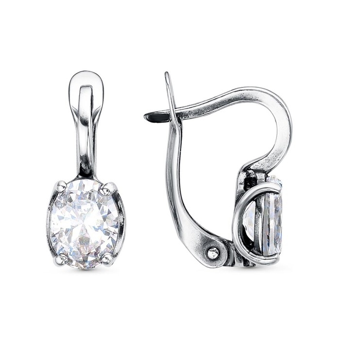 Серьги «Грация», посеребрение с оксидированием, цвет белый Серьги «Грация», посеребрение с оксидированием, цвет белый