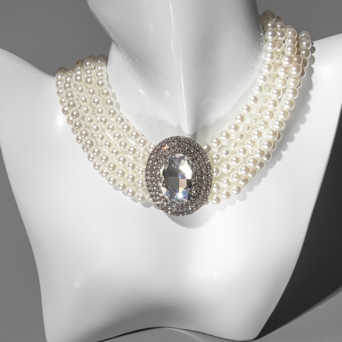 Чокер-колье «Роскошь» жемчужое, белый в серебре, 30,5 см Чокер-колье «Роскошь» жемчужое, белый в серебре, 30,5 см