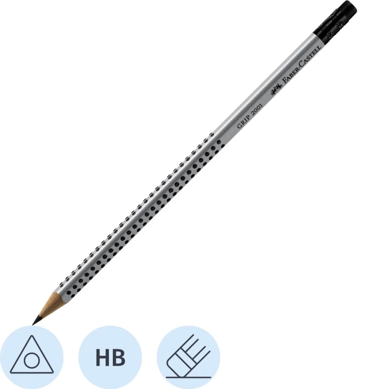 Карандаш чернографитный Faber-Castell GRIP 2001, НВ, с ласт /117200