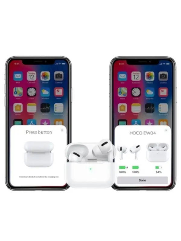 Наушники беспроводные Hoco EW04, TWS, вакуумные, Bluetooth 5.1, 30/400 мАч, шумоподавление, белые