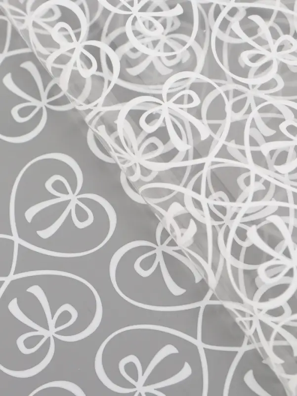 Плёнка для цветов &laquo;Бантики&raquo;, прозрачная/белая, 0.6&times;9.3&plusmn;5% м, 40 мкм, 200 г