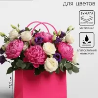Сумка переноска для цветов, влагостойкая, фуксия, 22&times;10.5&times;13.5 см