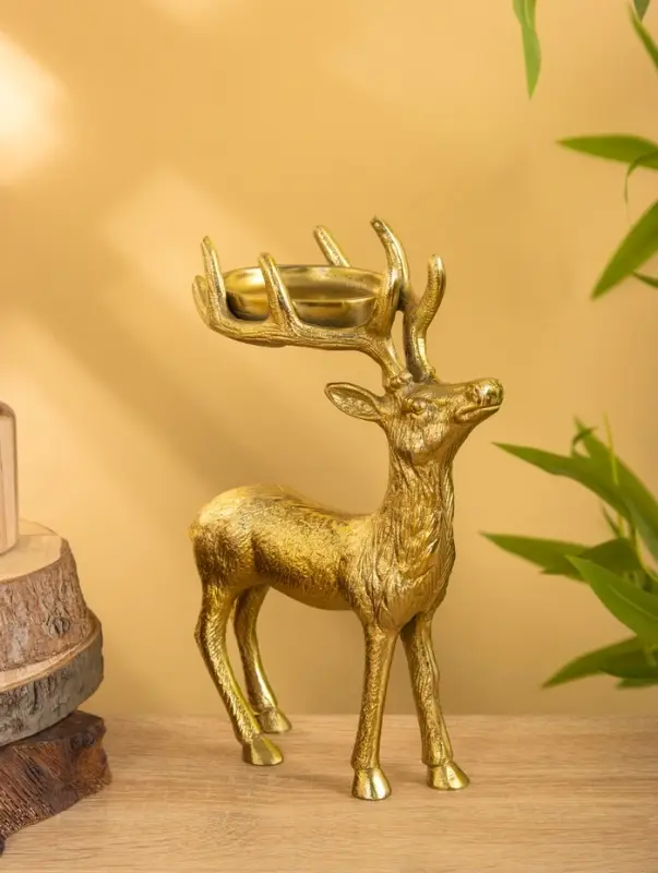 Подсвечник "Сохатый" 15,5х9х22,5 см, алюминий, золотой