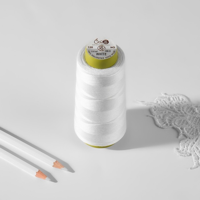 Нитки 40/2, 1500 м, цвет белый Нитки 40/2, 1500 м, цвет белый