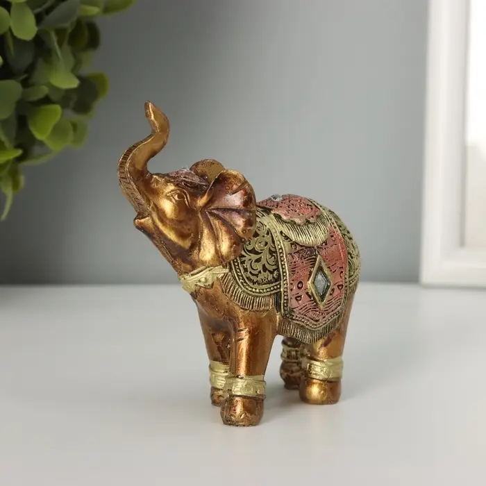 Фигурка полистоун &laquo;Африканский слон в золотой, ажурной попоне&raquo;, 8.5&times;7&times;3 см, МИКС