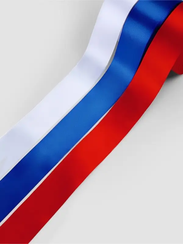 Атласная лента, набор 3 шт., 40 мм, 23&plusmn;1 м, триколор