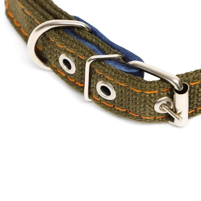 Ошейник брезентовый двухслойный, 50&times;2 см, ОШ 25-35 см, хаки