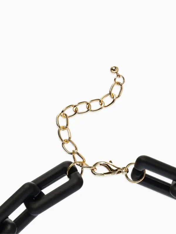 Колье &laquo;Цепь&raquo;, прямые углы, чёрное, 48 см
