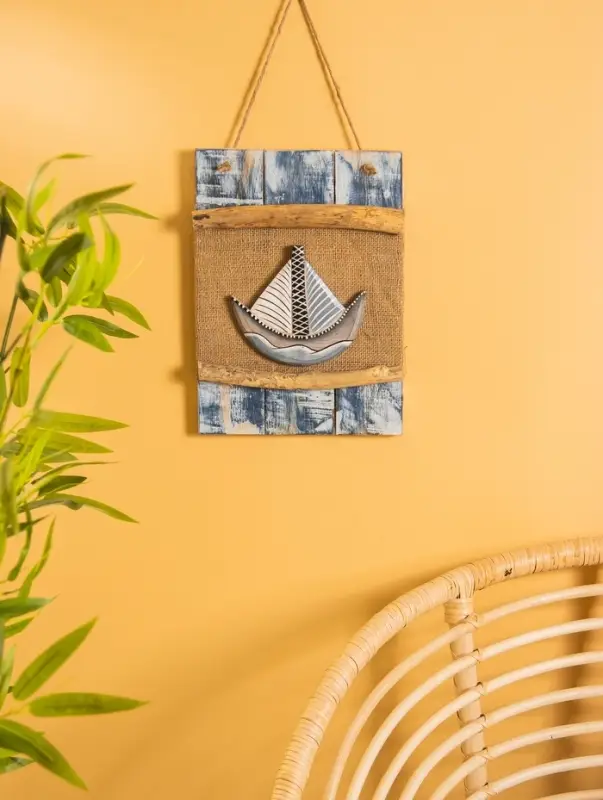 Панно плетеное  Панно плетеное "Кораблик", 24х4х55 см