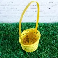 Корзина плетёная, бамбук, жёлтая, (цилиндр)