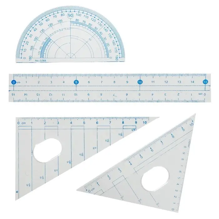 Готовальня Calligrata, 9 предметов: 2 циркуля 130 мм, грифель, точилка, рейсфедер, линейка, транспортир, 2 угольника, в пластиковом пенале