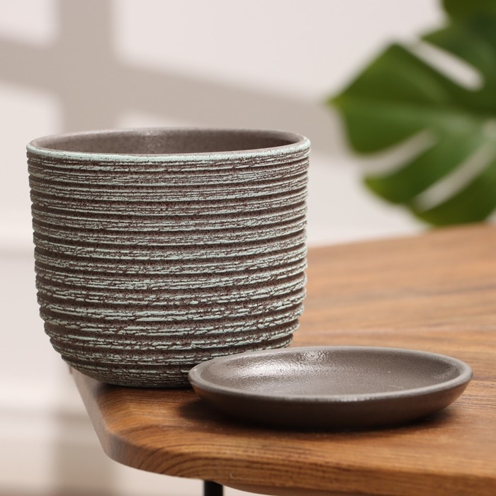 Горшок цветочный Горшок цветочный "Лоза" зелено-серый бук №1, 0,8 л