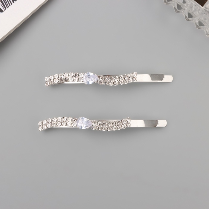 Невидимка для волос «Беат» (набор 2 шт) волна, 6 см, серебро Невидимка для волос «Беат» (набор 2 шт) волна, 6 см, серебро