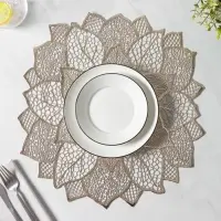 Салфетка сервировочная на стол Доляна &laquo;Цветок&raquo;, d=38 см, золотая