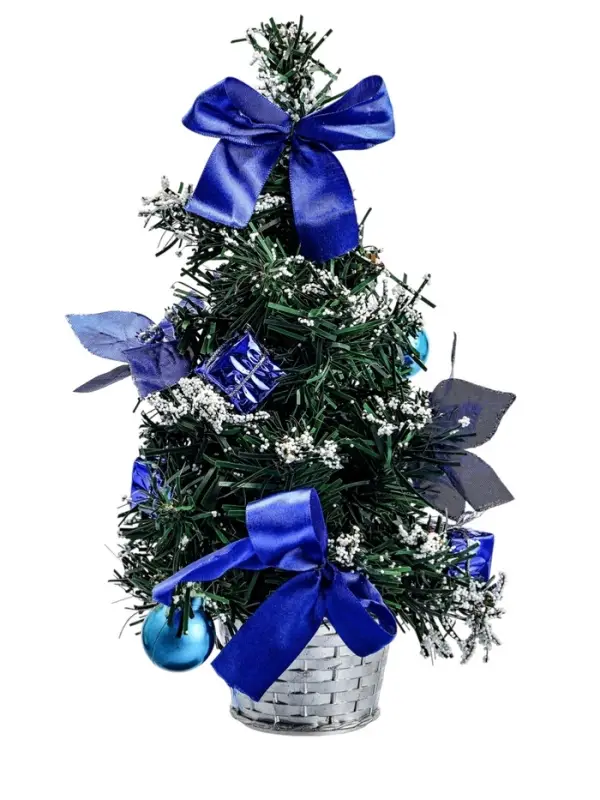 Искусственная ёлка настольная &laquo;Зимнее волшебство. Новогодний восторг&raquo;, 30 см, синяя пуансетия, d нижнего яруса 13 см, ветки ПВХ отгибаются