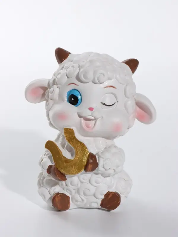 Фигурка полистоун &laquo;Бараш - кудряш с золотой подковой&raquo; 8&times;6&times;8.5 см