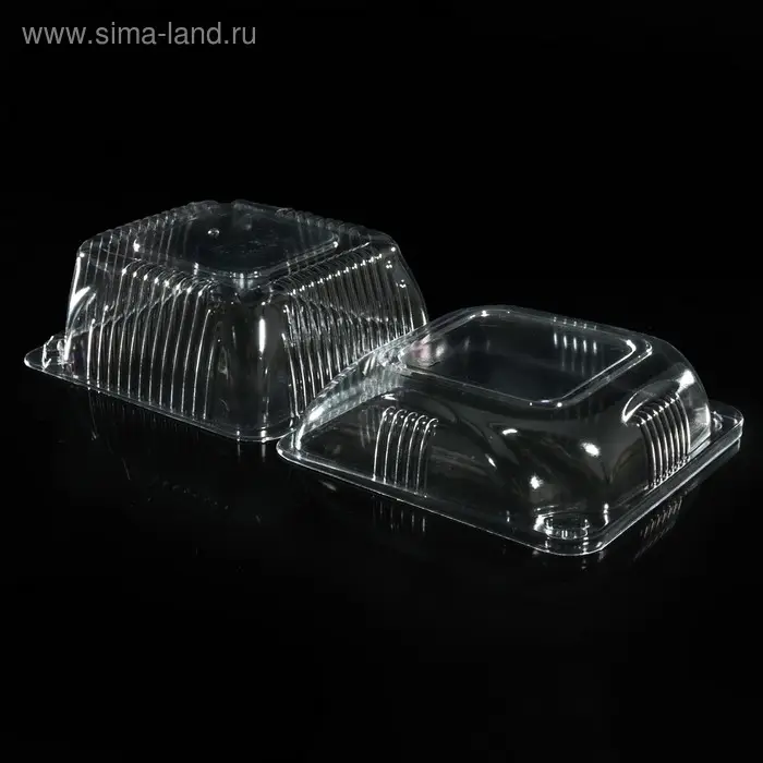 Контейнер одноразовый с неразъёмной крышкой ИП-9 А, пластик, 350 мл, 13×13×7.5 см, прозрачный