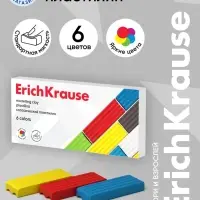 Пластилин ErichKrause Basic light pack, 6 цветов, 96 г, европодвес, в пакете