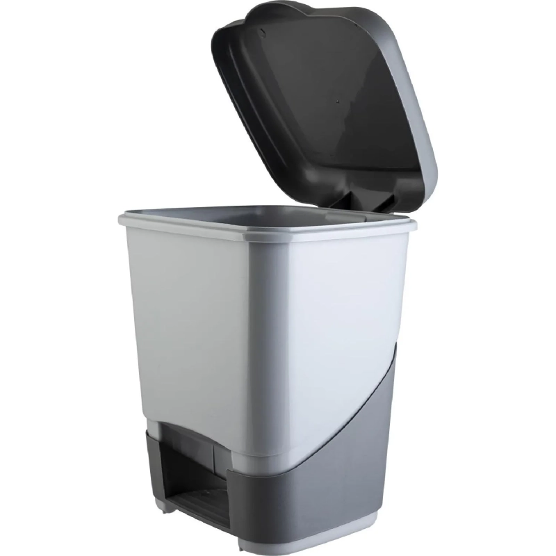 Контейнер для мусора пластик 20л прям сер с пед и крышк 325х1100х680мм_428