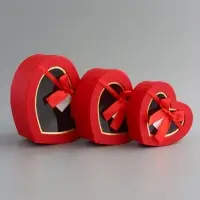 Набор подарочных коробок 3 в 1 сердца, красный, 22&times;20&times;9; 18.5&times;17&times;7.5; 1 6&times;14&times;6 см