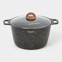 Кастрюля KUKMARA Granit ultra, 8 л, d=30 см, со стеклянной крышкой, антипригарное покрытие, литой алюминий, коричневая