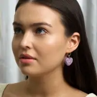 Серьги &laquo;Сердце сахарное&raquo;, фиолетовые в золоте