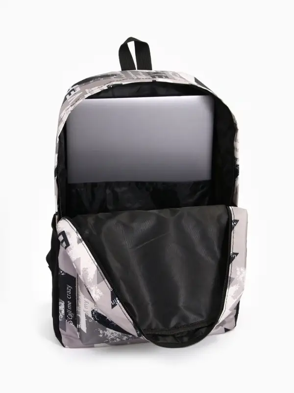 Рюкзак школьный на молнии, с карманами, с абстрактным принтом, размер 30&times;13&times;42 см, серый