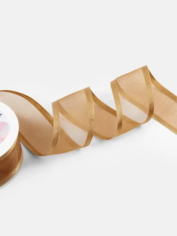 Лента декоративная, капроновая/атласная, 40 мм, 18&plusmn;1 м, бежевая