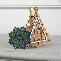 Ёлочная игрушка &laquo;Ёлочка с медведем&raquo;, 11&times;11&times;2 см, от батареек, свечение тёплое белое