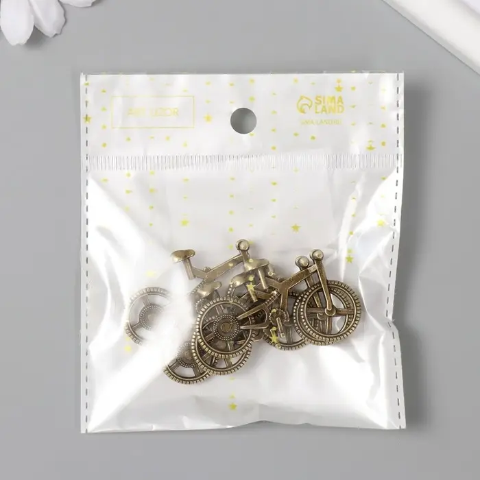 Декор металл для творчества "Велосипед" под латунь (Е6264) 2,8х5,2 см