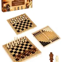 Настольная игра 3 в 1 &laquo;Король&raquo;: нарды, шахматы, шашки, 39&times;39 см