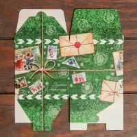 Коробка складная, подарочная новогодняя «Подарок» 10×10×10 см