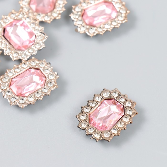 Декор для творчества пластик, стразы Декор для творчества пластик, стразы "Медальон восьмиугольный" н-р 10 шт розовый 1,8х2,4 см