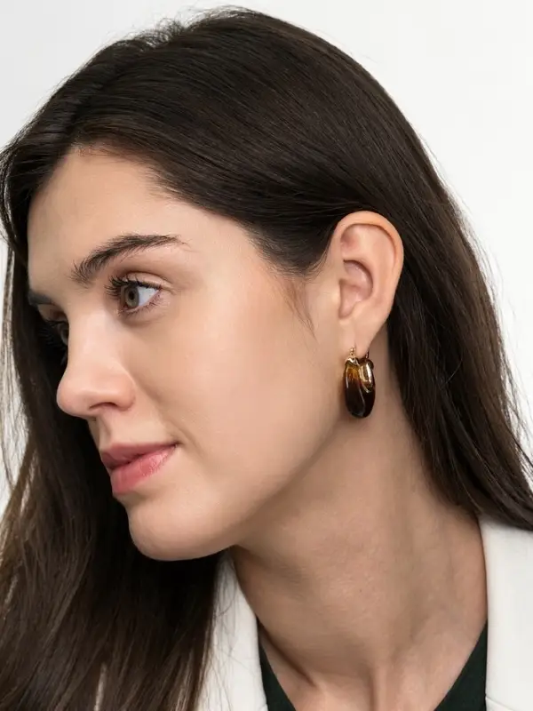 Серьги большие &laquo;Стиль. Подкова&raquo;, акрил, коричневые в золоте