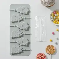 Форма для леденцов Доляна «Девочка, мальчик», силикон, 24×9,5 см, 6 ячеек, с палочками, цвет МИКС Форма для леденцов Доляна «Девочка, мальчик», силикон, 24×9,5 см, 6 ячеек, с палочками, цвет МИКС