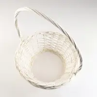 Корзина плетёная для хранения, из лозы, 34&times;34&times;16 см, ручка h=28 см, белая
