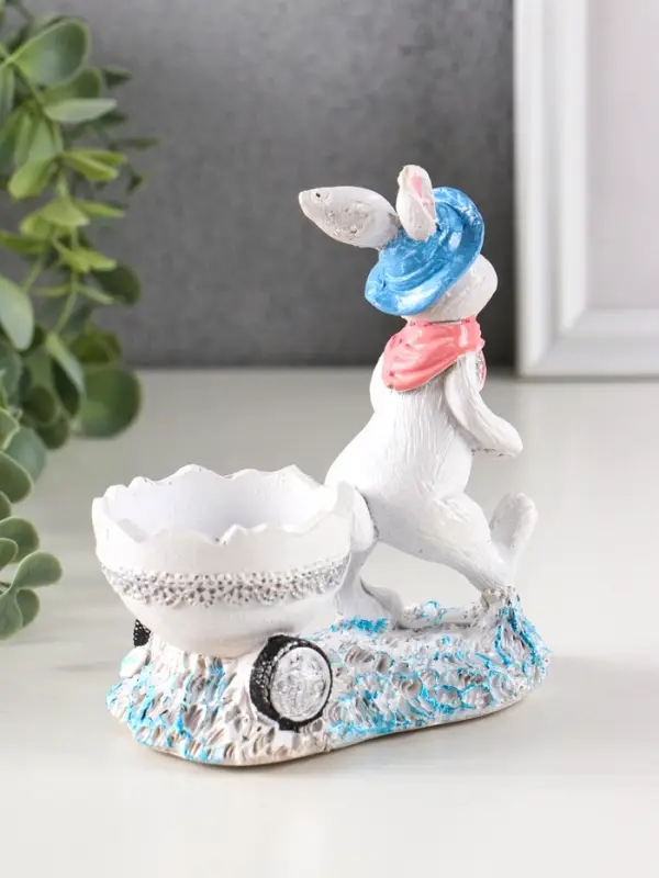 Фигура декоративная Фигура декоративная "Зайка с тележкой" 12.5х12х6 см