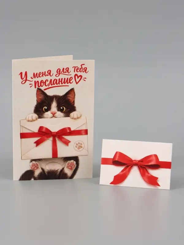 Открытка средняя с конвертом для денег &laquo;Послание для тебя&raquo;, 12&times;18 см, котёнок