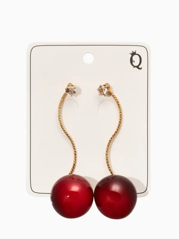 Серьги &laquo;Черешня&raquo;, бордовые в золоте