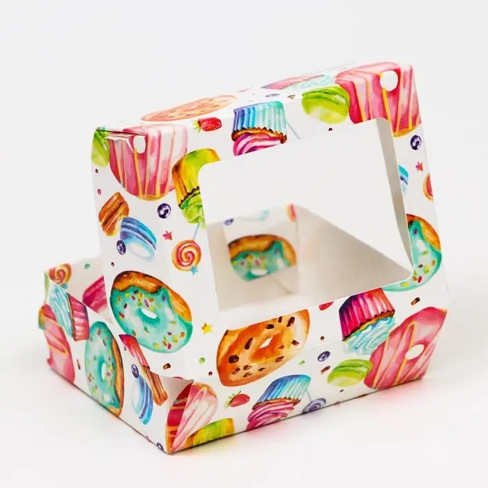 Коробка складная Коробка складная "Пончики", 10 х 8 х 3,5 см