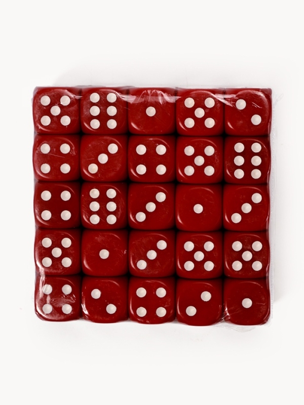 Кости игральные, 1.6 х 1.6 см, набор 50 шт, красные Кости игральные, 1.6 х 1.6 см, набор 50 шт, красные